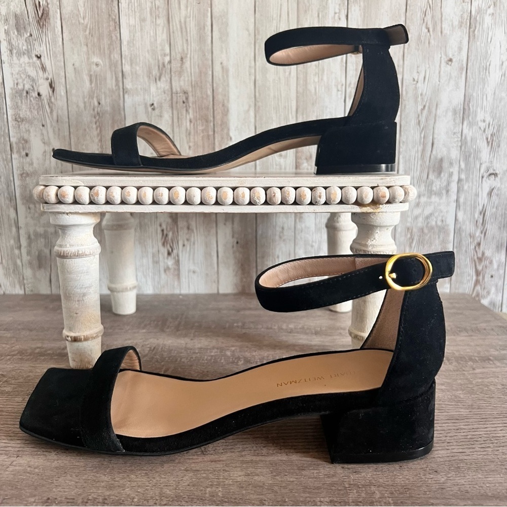 Stuart Weitzman Women’s Square Toe Block Heel Sandal Size 7